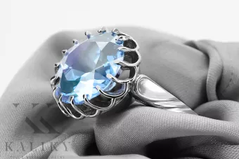 Ring Vintage Handwerk Aquamarin Sterling Silber 925 vrc035s